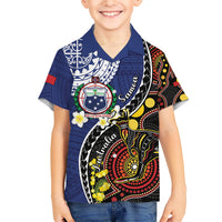 Samoa And Australia Together Family Matching Long Sleeve Bodycon Dress and Hawaiian Shirt Aboriginal Mix Polynesian