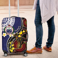 Samoa And Australia Together Luggage Cover Aboriginal Mix Polynesian LT05 Blue - Polynesian Pride