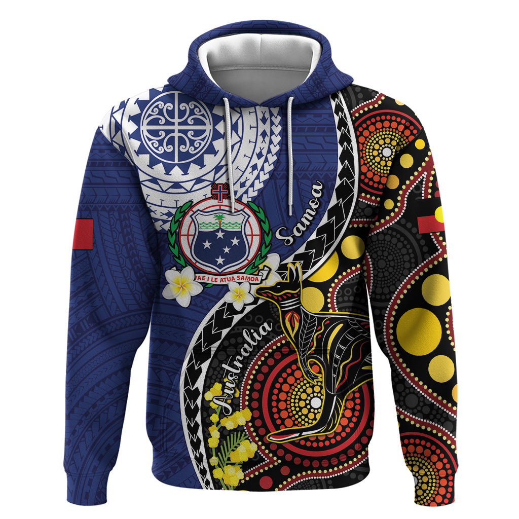 Samoa And Australia Together Zip Hoodie Aboriginal Mix Polynesian LT05 Pullover Hoodie Blue - Polynesian Pride