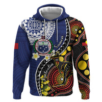Samoa And Australia Together Zip Hoodie Aboriginal Mix Polynesian LT05 Pullover Hoodie Blue - Polynesian Pride