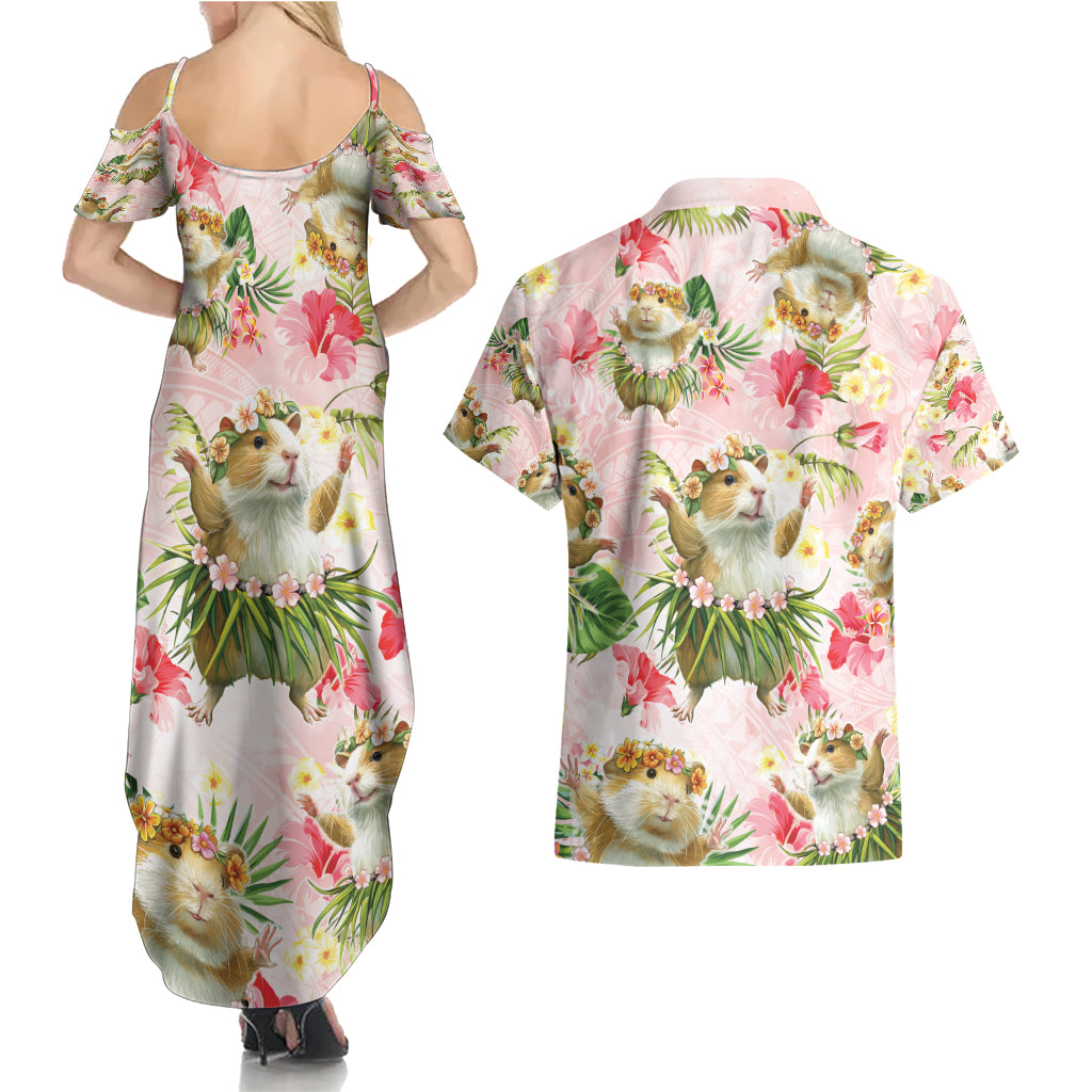 Hawaii Guinea Hula Pig Couples Matching Summer Maxi Dress and Hawaiian Shirt Funny Tropical Style LT05 - Polynesian Pride