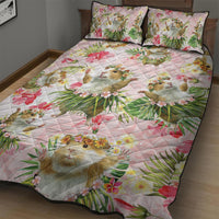 Hawaii Guinea Hula Pig Quilt Bed Set Funny Tropical Style