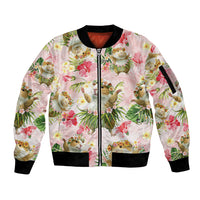 Hawaii Guinea Hula Pig Sleeve Zip Bomber Jacket Funny Tropical Style LT05 Unisex Pink - Polynesian Pride