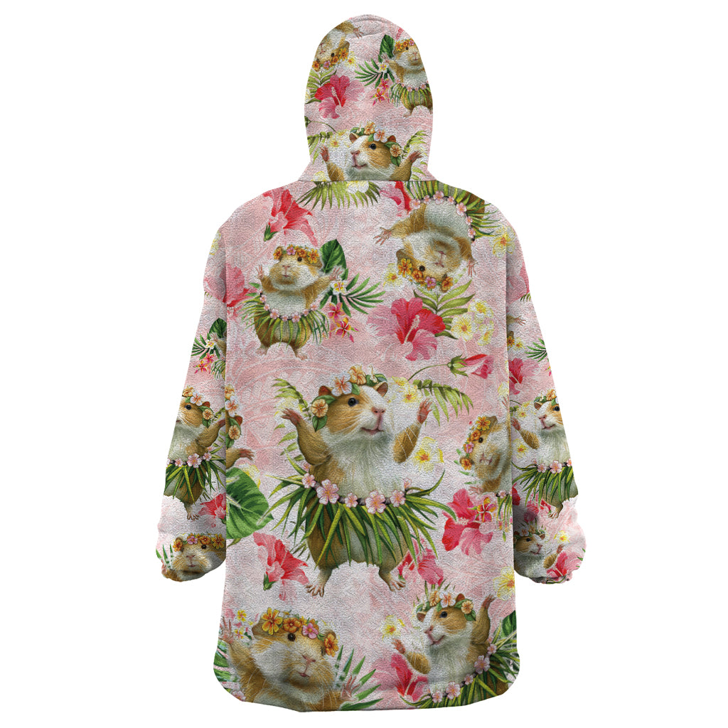 Hawaii Guinea Hula Pig Wearable Blanket Hoodie Funny Tropical Style