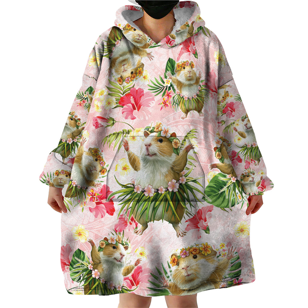 Hawaii Guinea Hula Pig Wearable Blanket Hoodie Funny Tropical Style