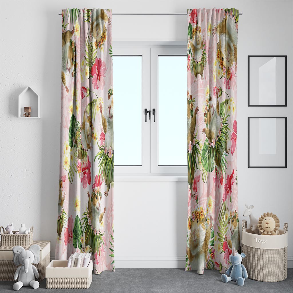 Hawaii Guinea Hula Pig Window Curtain Funny Tropical Style