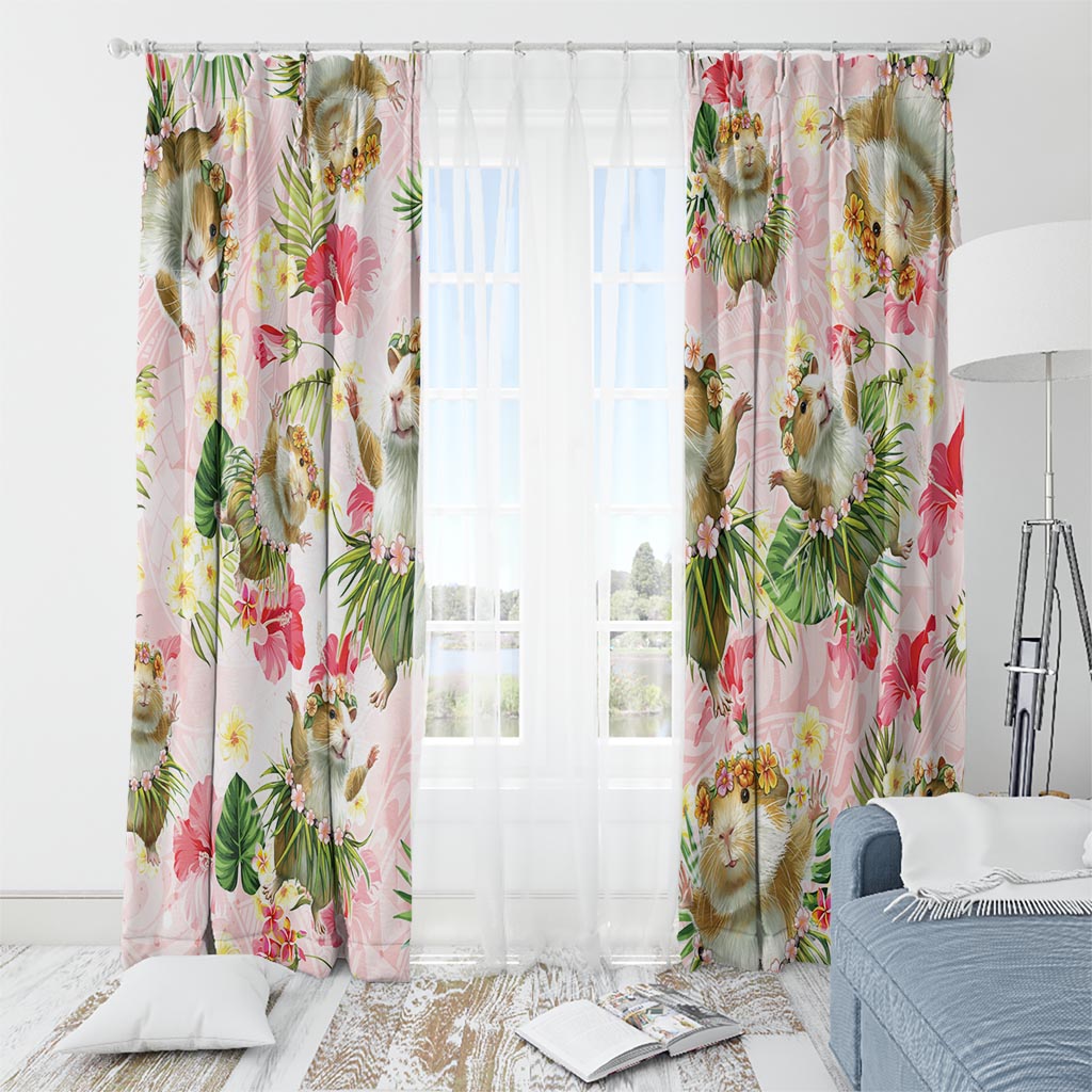 Hawaii Guinea Hula Pig Window Curtain Funny Tropical Style