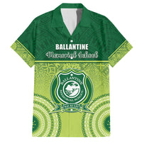 Personalised Ballantine Memorial School Family Matching Puletasi and Hawaiian Shirt With Fijian Tapa Pattern LT05 Dad's Shirt - Short Sleeve Green - Polynesian Pride