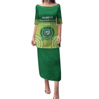 Personalised Ballantine Memorial School Family Matching Puletasi and Hawaiian Shirt With Fijian Tapa Pattern LT05 Mom's Dress Green - Polynesian Pride