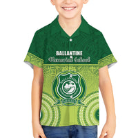 Personalised Ballantine Memorial School Family Matching Puletasi and Hawaiian Shirt With Fijian Tapa Pattern LT05 Son's Shirt Green - Polynesian Pride