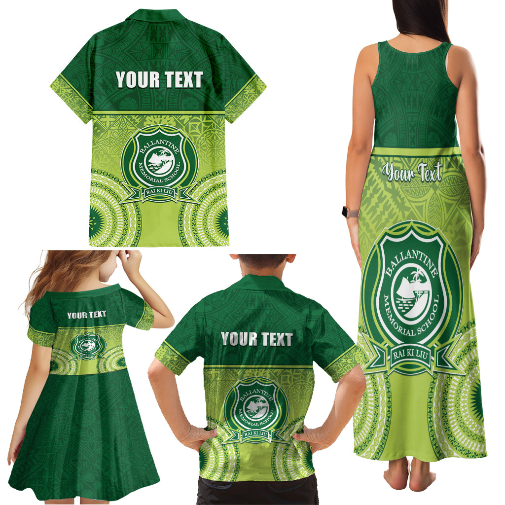 Personalised Ballantine Memorial School Family Matching Tank Maxi Dress and Hawaiian Shirt With Fijian Tapa Pattern