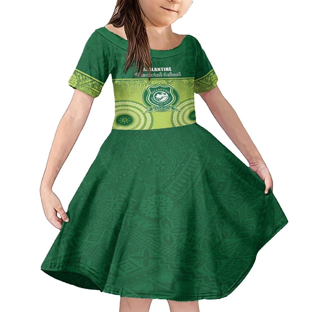 Personalised Ballantine Memorial School Kid Short Sleeve Dress With Fijian Tapa Pattern