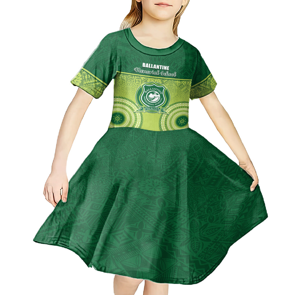 Personalised Ballantine Memorial School Kid Short Sleeve Dress With Fijian Tapa Pattern