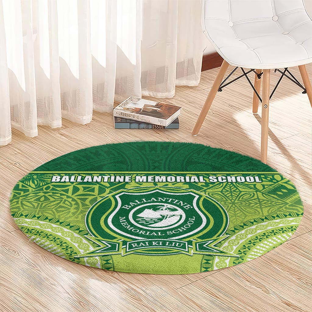 Ballantine Memorial School Round Carpet With Fijian Tapa Pattern