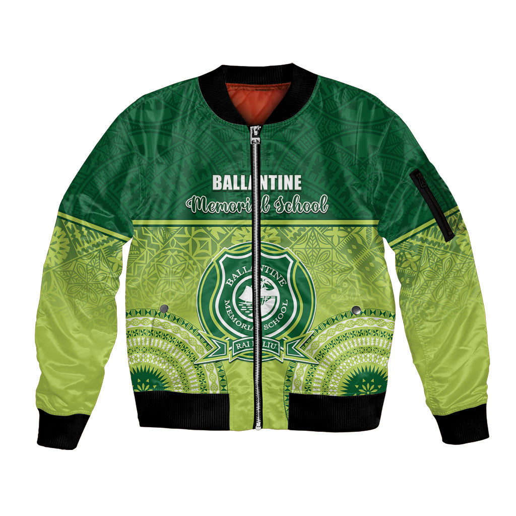 Personalised Ballantine Memorial School Sleeve Zip Bomber Jacket With Fijian Tapa Pattern