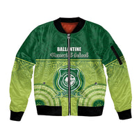 Personalised Ballantine Memorial School Sleeve Zip Bomber Jacket With Fijian Tapa Pattern