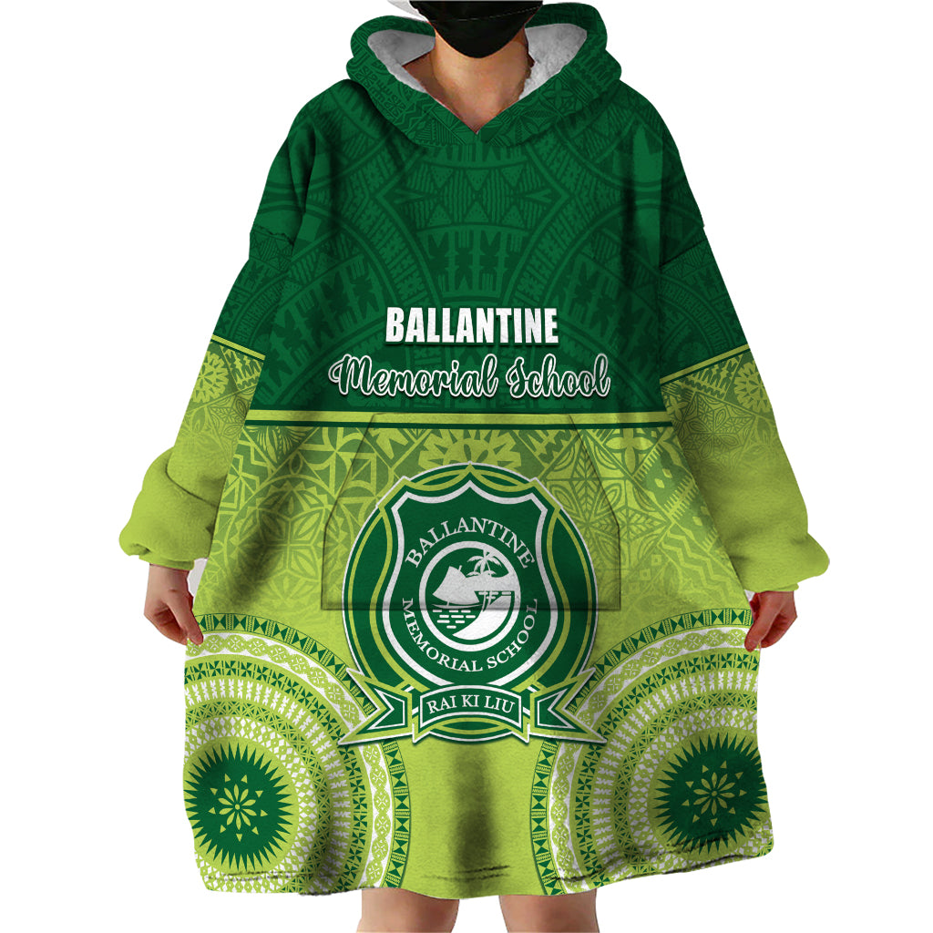 Personalised Ballantine Memorial School Wearable Blanket Hoodie With Fijian Tapa Pattern