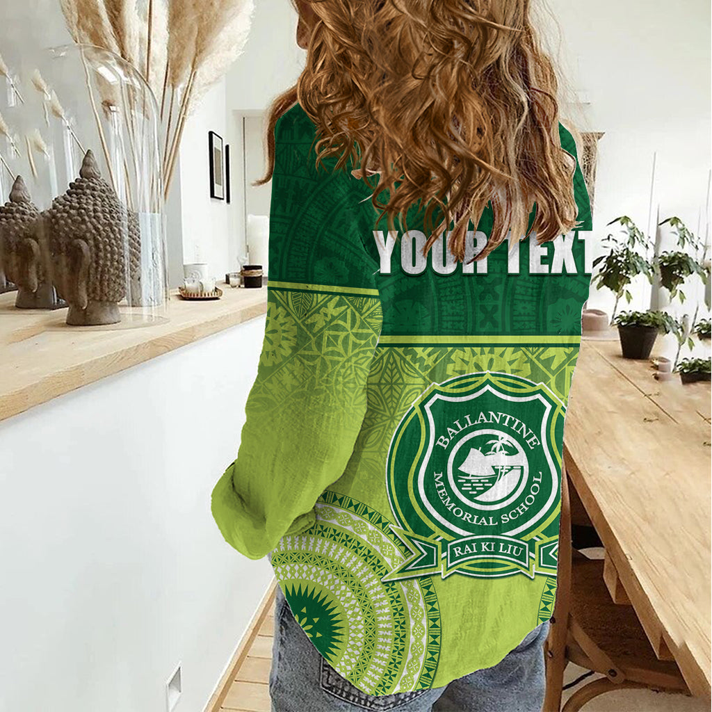 Personalised Ballantine Memorial School Women Casual Shirt With Fijian Tapa Pattern