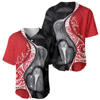 New Zealand Aotearoa Baseball Jersey Kiwi Fern Maori Pattern Red Version