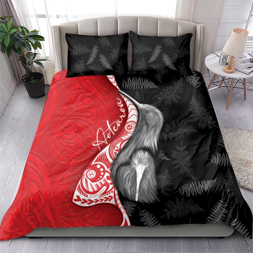 New Zealand Aotearoa Bedding Set Kiwi Fern Maori Pattern Red Version