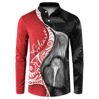 New Zealand Aotearoa Button Sweatshirt Kiwi Fern Maori Pattern Red Version