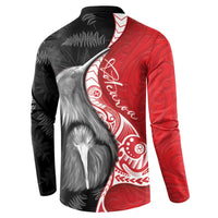 New Zealand Aotearoa Button Sweatshirt Kiwi Fern Maori Pattern Red Version