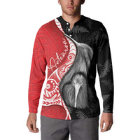 New Zealand Aotearoa Button Sweatshirt Kiwi Fern Maori Pattern Red Version