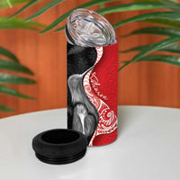 New Zealand Aotearoa 4 in 1 Can Cooler Tumbler Kiwi Fern Maori Pattern Red Version
