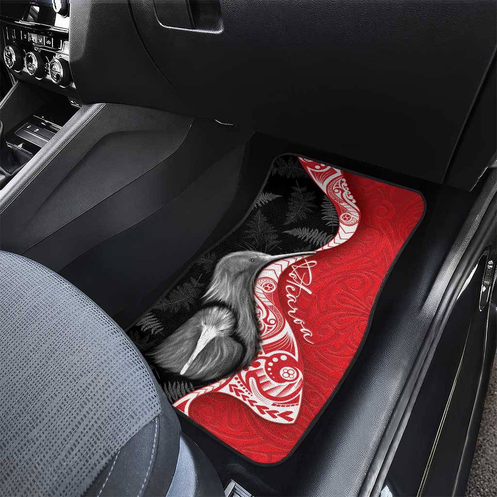 New Zealand Aotearoa Car Mats Kiwi Fern Maori Pattern Red Version