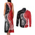 New Zealand Aotearoa Couples Matching Tank Maxi Dress and Long Sleeve Button Shirt Kiwi Fern Maori Pattern Red Version