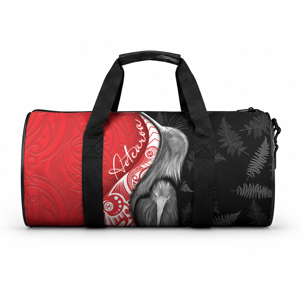 New Zealand Aotearoa Duffle Bag Kiwi Fern Maori Pattern Red Version LT05 One size Red - Polynesian Pride