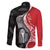 New Zealand Aotearoa Family Matching Short Sleeve Bodycon Dress and Hawaiian Shirt Kiwi Fern Maori Pattern Red Version