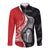 New Zealand Aotearoa Long Sleeve Button Shirt Kiwi Fern Maori Pattern Red Version