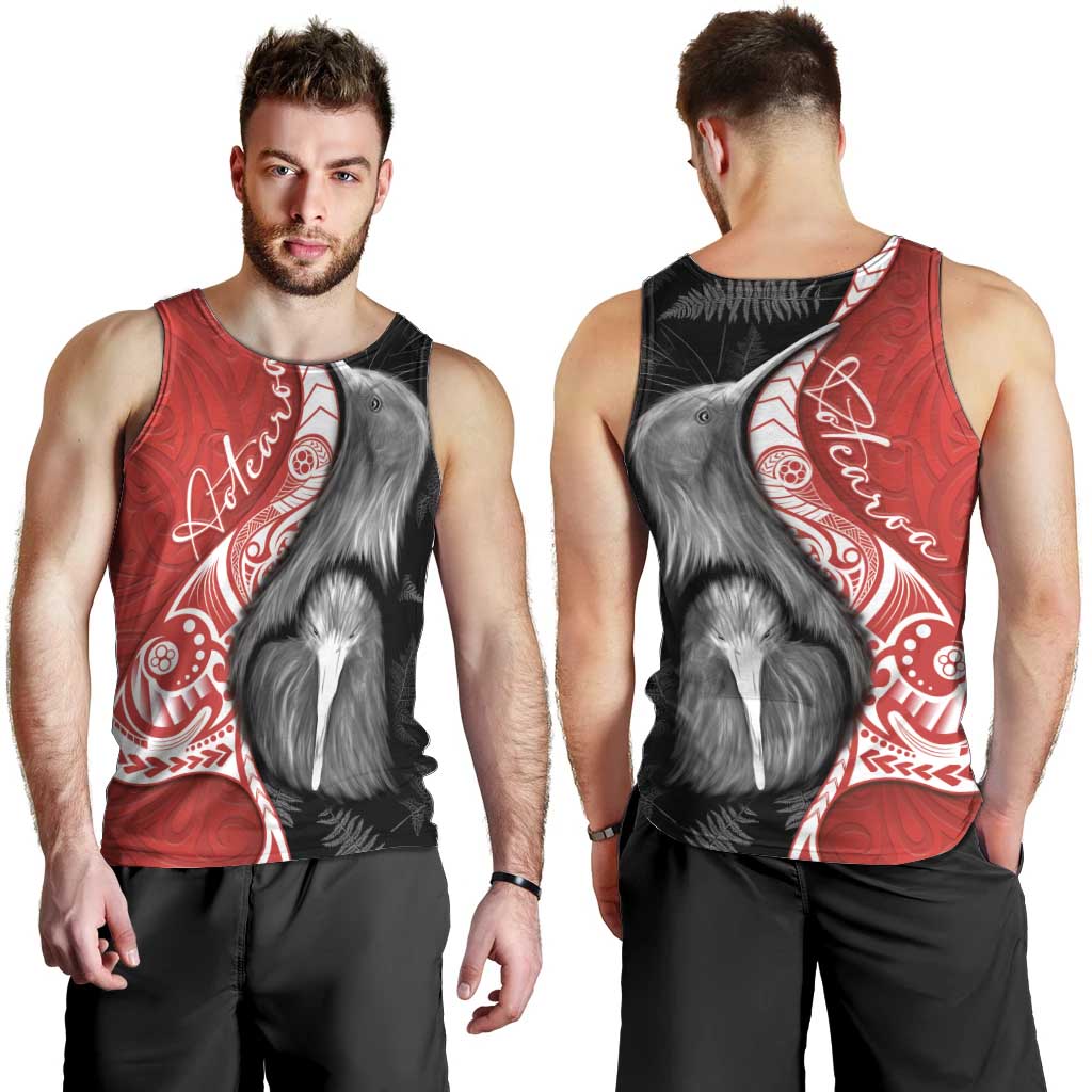 New Zealand Aotearoa Men Tank Top Kiwi Fern Maori Pattern Red Version