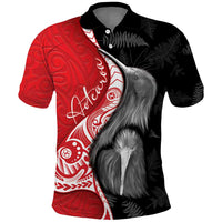 New Zealand Aotearoa Polo Shirt Kiwi Fern Maori Pattern Red Version