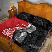 New Zealand Aotearoa Quilt Bed Set Kiwi Fern Maori Pattern Red Version