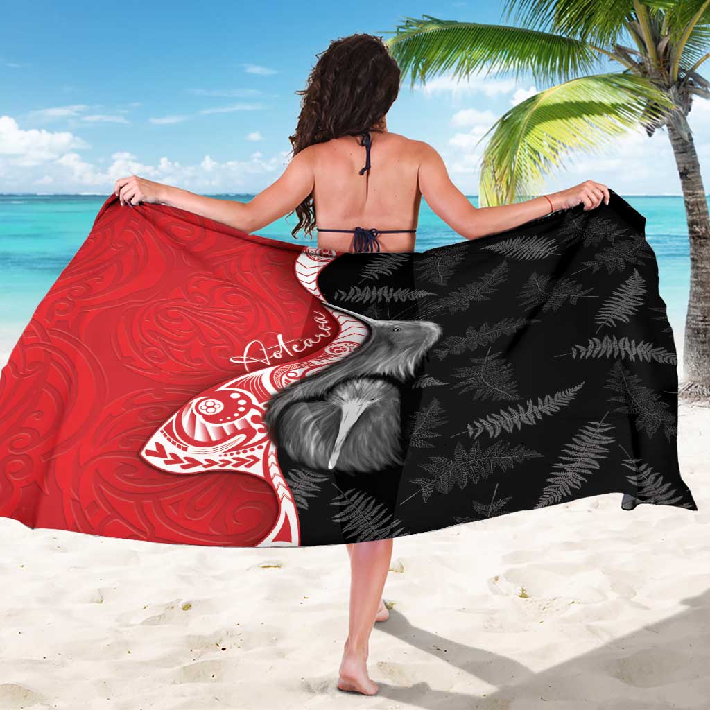 New Zealand Aotearoa Sarong Kiwi Fern Maori Pattern Red Version