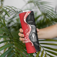 New Zealand Aotearoa Skinny Tumbler Kiwi Fern Maori Pattern Red Version