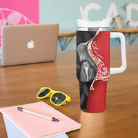 New Zealand Aotearoa Tumbler With Handle Kiwi Fern Maori Pattern Red Version