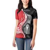 New Zealand Aotearoa Women Polo Shirt Kiwi Fern Maori Pattern Red Version