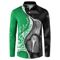 New Zealand Aotearoa Button Sweatshirt Kiwi Fern Maori Pattern Green Version