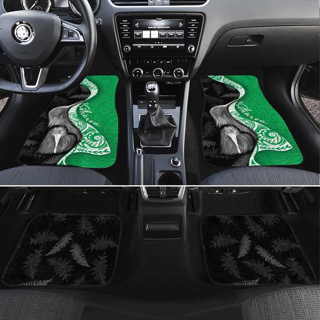 New Zealand Aotearoa Car Mats Kiwi Fern Maori Pattern Green Version