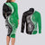 New Zealand Aotearoa Couples Matching Long Sleeve Bodycon Dress and Long Sleeve Button Shirt Kiwi Fern Maori Pattern Green Version