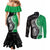 New Zealand Aotearoa Couples Matching Mermaid Dress and Long Sleeve Button Shirt Kiwi Fern Maori Pattern Green Version