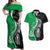 New Zealand Aotearoa Couples Matching Off Shoulder Maxi Dress and Hawaiian Shirt Kiwi Fern Maori Pattern Green Version