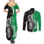 New Zealand Aotearoa Couples Matching Summer Maxi Dress and Long Sleeve Button Shirt Kiwi Fern Maori Pattern Green Version