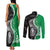 New Zealand Aotearoa Couples Matching Tank Maxi Dress and Long Sleeve Button Shirt Kiwi Fern Maori Pattern Green Version