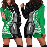 New Zealand Aotearoa Hoodie Dress Kiwi Fern Maori Pattern Green Version