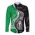 New Zealand Aotearoa Long Sleeve Button Shirt Kiwi Fern Maori Pattern Green Version