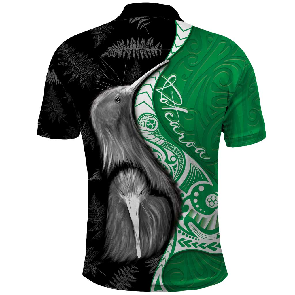 New Zealand Aotearoa Polo Shirt Kiwi Fern Maori Pattern Green Version